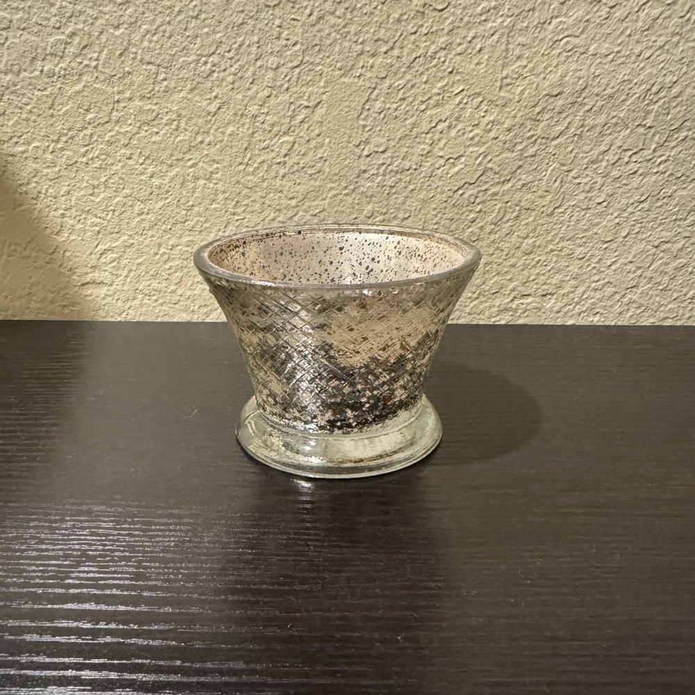 Silver Mercury Glass Candle Holder Vase